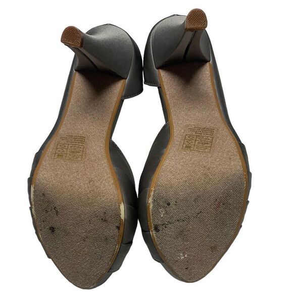 Davids Bridal Maribelle Bow Peep Toe Heel Womens Size 7M Silver Wedding Cocktail - Picture 8 of 9